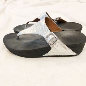 Black and Metallic Silver Flip Flops